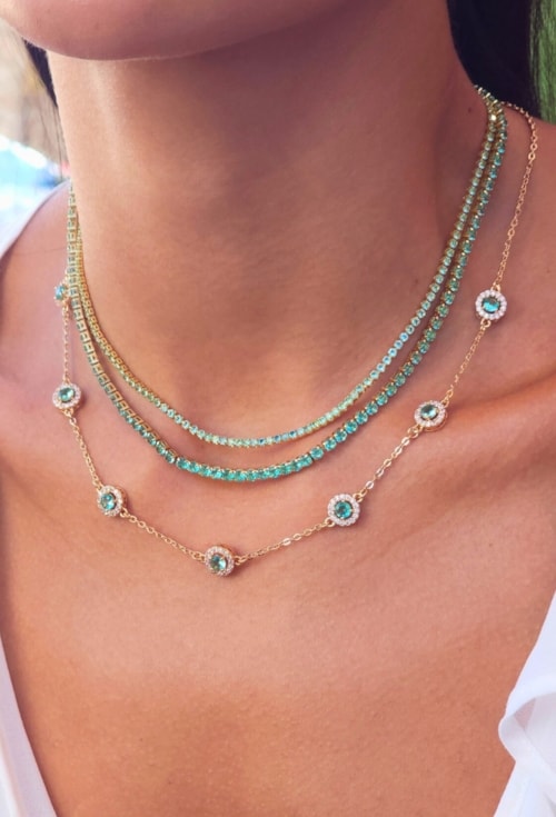 CONJUNTO REDONDO CRAVEJADO TURMALINA OURO CJ195-O