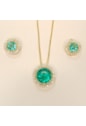 CONJUNTO REDONDO TURMALINA COM ZIRCONIA CRISTAL CJ001-O