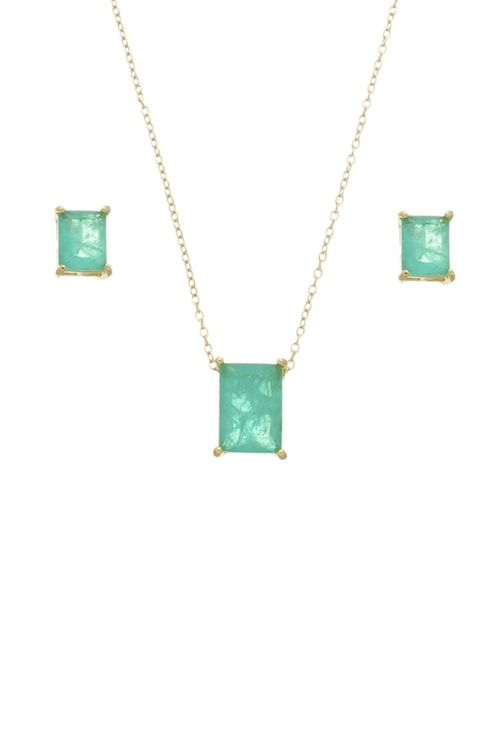 CONJUNTO RETANGULAR COM PEDRA FUSION TURMALINA CJ084-O CONJUNTO RETANGULAR COM PEDRA FUSION TURMALINA CJ084-O