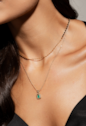 CONJUNTO RETANGULAR COM PEDRAS TURMALINA BANHADO A OURO 18K CJ216-O
