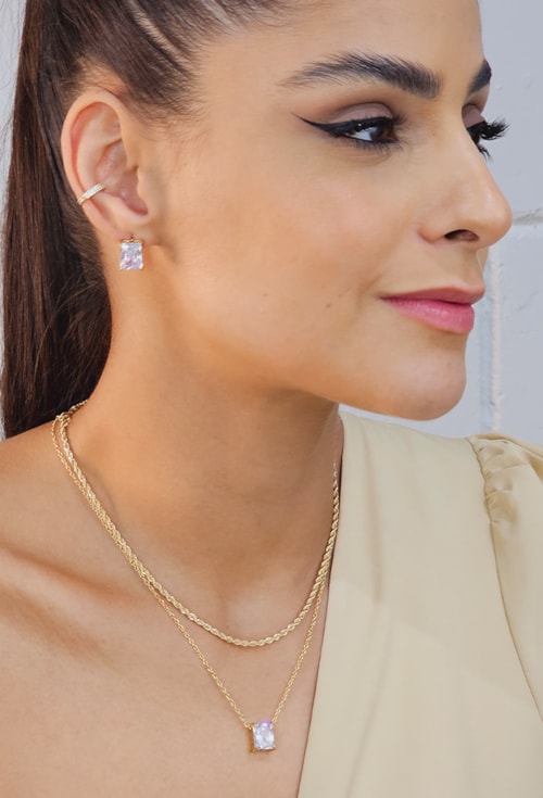 CONJUNTO RETANGULAR DE PEDRA CRISTAL CJ095-O