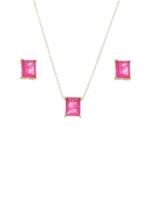 CONJUNTO RETANGULAR DE PEDRA PINK FUSION CJ083-O CONJUNTO RETANGULAR DE PEDRA PINK FUSION CJ083-O