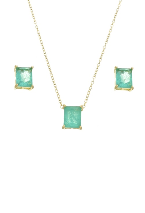 CONJUNTO RETANGULAR DE PEDRA TURMALINA FUSION CJ083-O CONJUNTO RETANGULAR DE PEDRA TURMALINA FUSION CJ083-O