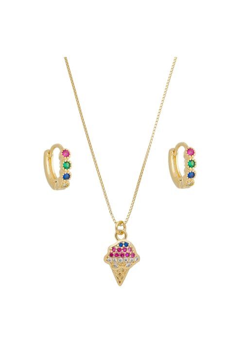 CONJUNTO SORVETE COM PEDRAS COLORIDAS CJ047-O