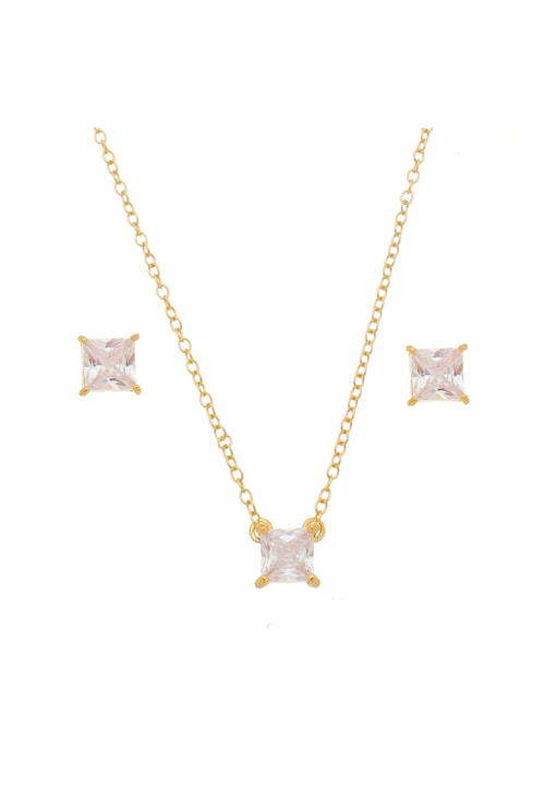 CONJUNTO ZIRCONIA CRISTAL QUADRADO CJ028-O