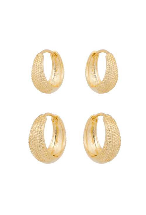 DUPLA DE ARGOLA CLICK COM TEXTURA NO OURO BM621-O