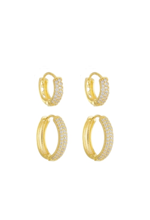 DUPLA DE ARGOLINHAS CRAVEJADAS NO OURO BM1755-O DUPLA DE ARGOLINHAS CRAVEJADAS NO OURO BM1755-O