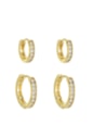 DUPLA DE ARGOLINHAS MINIMALISTAS CRAVEJADAS NO OURO BM1788-O