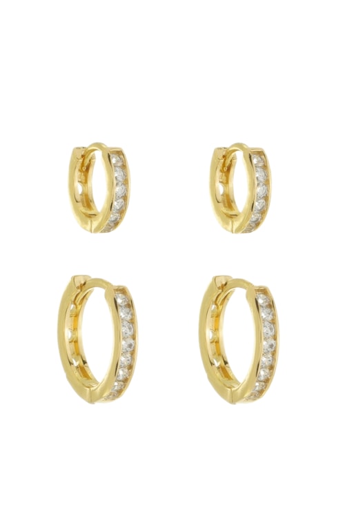 DUPLA DE ARGOLINHAS MINIMALISTAS CRAVEJADAS NO OURO BM1788-O DUPLA DE ARGOLINHAS MINIMALISTAS CRAVEJADAS NO OURO BM1788-O
