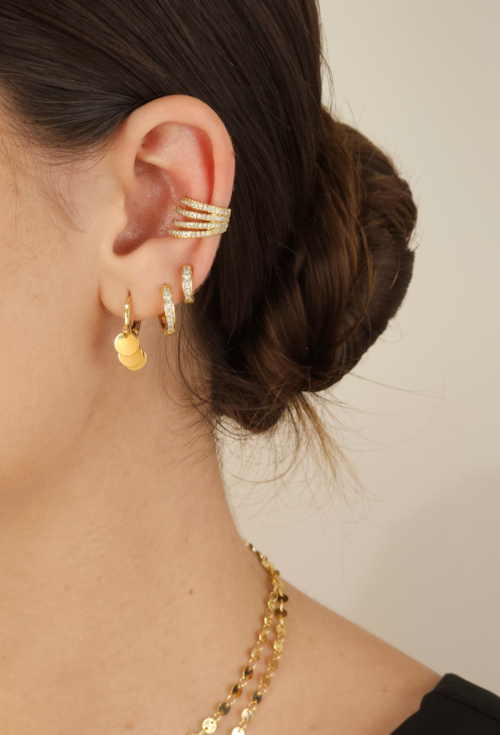 DUPLA DE ARGOLINHAS MINIMALISTAS CRAVEJADAS NO OURO BM1788-O