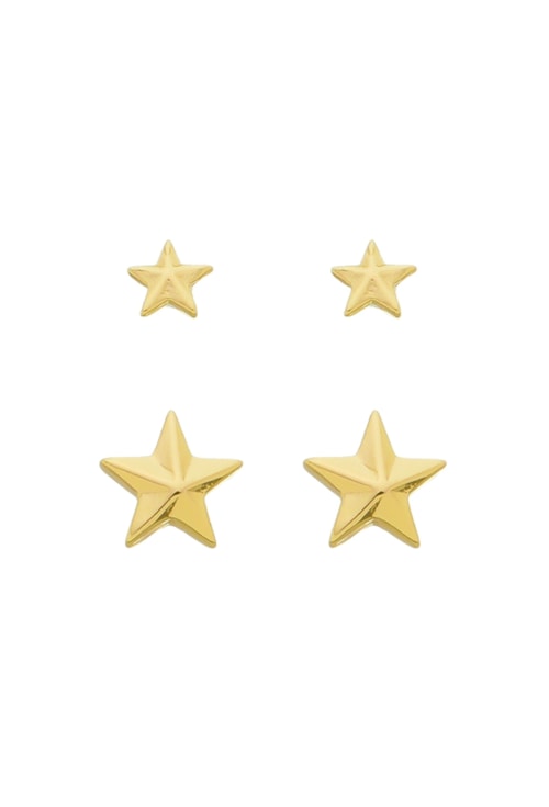DUPLA DE BRINCOS DE ESTRELA NO OURO BM1443-O DUPLA DE BRINCOS DE ESTRELA NO OURO BM1443-O