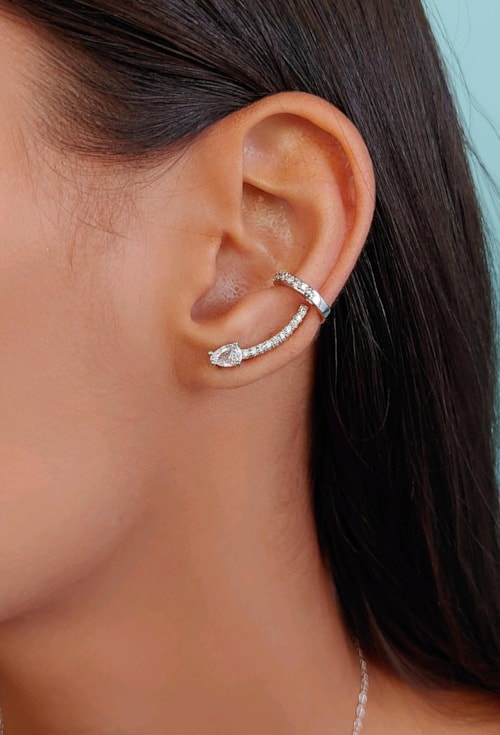 EAR CUFF COM GOTA CRISTAL CRAVEJADO BM1195-R
