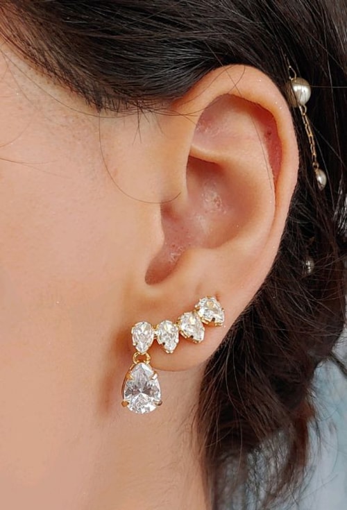 EAR CUFF COM GOTAS ZIRCÔNIA CRISTAL BM1243-O