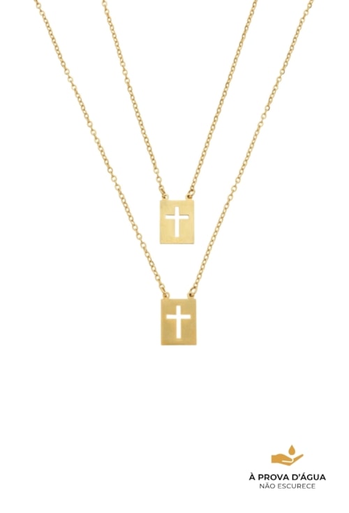 ESCAPULÁRIO MASCULINO CRUZ VAZADA INOX DOURADO CO772-AD