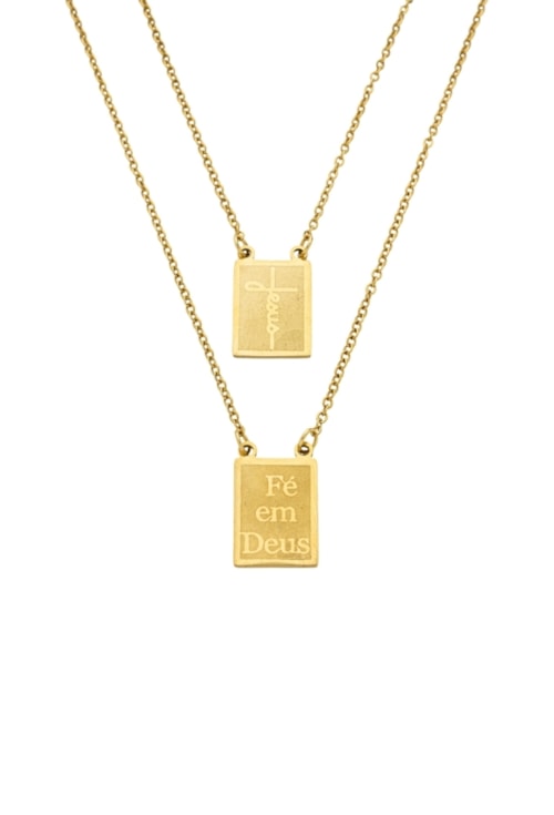 ESCAPULÁRIO QUADRADO JESUS EM AÇO INOX DOURADO CO796-AD