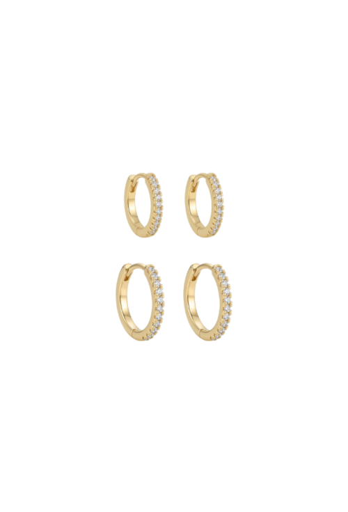 KIT COM 2 PARES DE BRINCOS ARGOLA CRAVEJADA BM2304-O