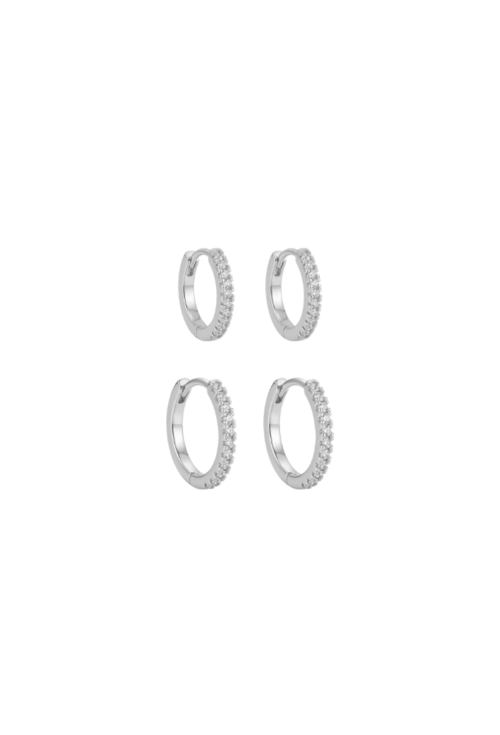 KIT COM 2 PARES DE BRINCOS ARGOLA CRAVEJADA BM2304-R
