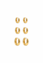 KIT TRIO DE BRINCOS ARGOLA OVAL LISA BANHADO A OURO 18K BM2366-O