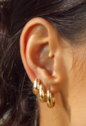 KIT TRIO DE BRINCOS ARGOLA OVAL LISA BANHADO A OURO 18K BM2366-O