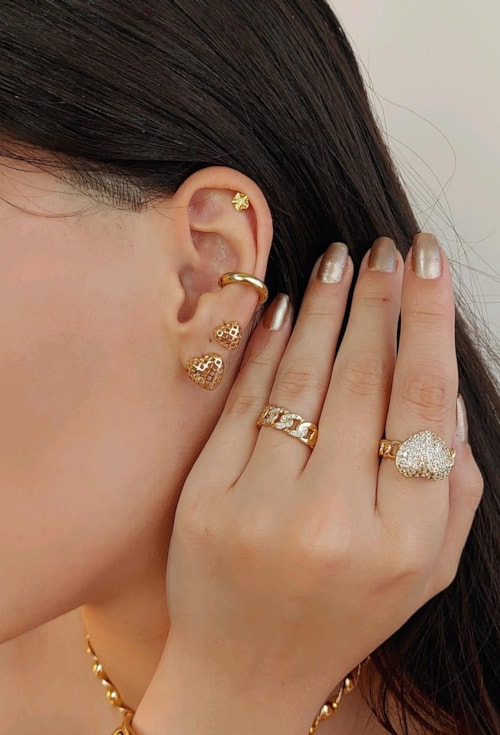 PIERCING CADEADO DE CORAÇÃO NO OURO BM731-O