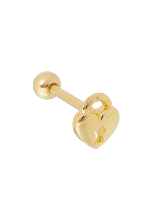 PIERCING CADEADO DE CORAÇÃO NO OURO BM731-O
