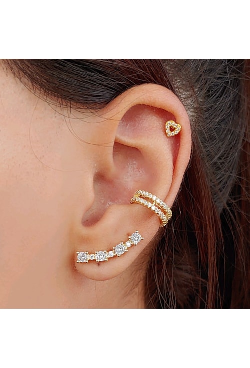 PIERCING CORAÇÃO VAZADO COM ZIRCÔNIAS NO OURO BM723-O