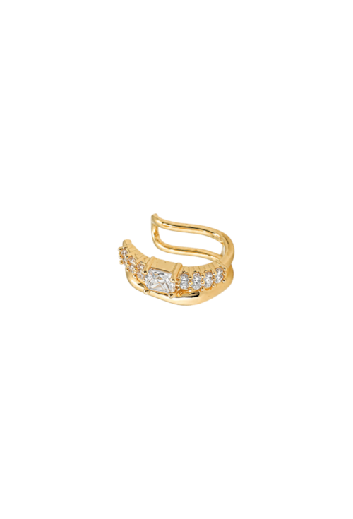 PIERCING CRAVEJADO COM PEDRA QUADRADA BANHADO A OURO BM2326-O