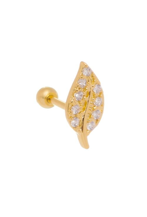 PIERCING DE FOLHA CRAVEJADA NO OURO BM714-O