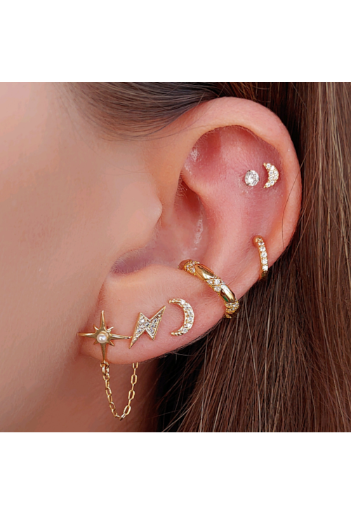 PIERCING DE LUA COM ZIRCÔNIAS NO OURO BM712-O