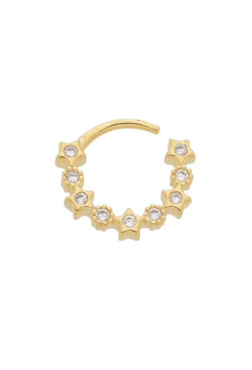 PIERCING DE TORÇÃO COM ESTRELA E FLOR CRAVEJADA BM1116-O PIERCING DE TORÇÃO COM ESTRELA E FLOR CRAVEJADA BM1116-O