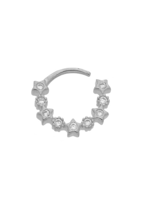 PIERCING DE TORÇÃO COM ESTRELA E FLOR CRAVEJADA BM1116-R