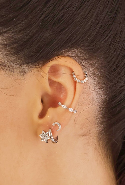 PIERCING DE TORÇÃO COM ESTRELA E FLOR CRAVEJADA BM1116-R