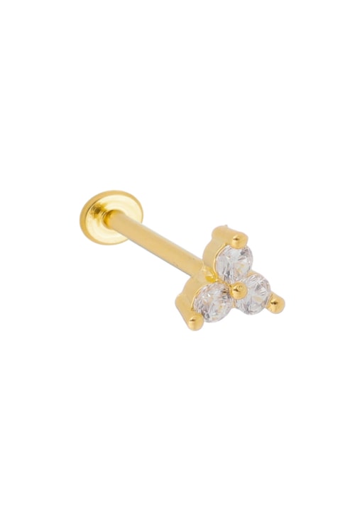 PIERCING DE TREVO COM 3 ZIRCÔNIAS NO OURO BM725-O PIERCING DE TREVO COM 3 ZIRCÔNIAS NO OURO BM725-O