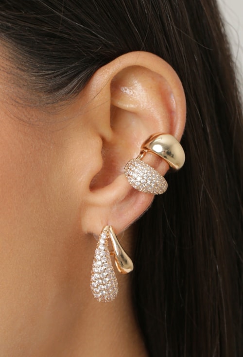 PIERCING DUPLO ORGÂNICO CRAVEJADO OURO BM2198-O