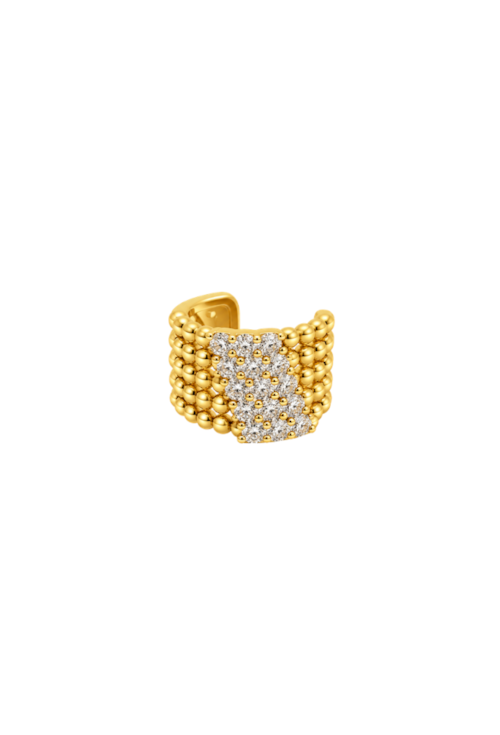 PIERCING EAR CUFF DE BOLINHAS COM ZIRCÔNIAS BANHADO A OURO BM2347-O