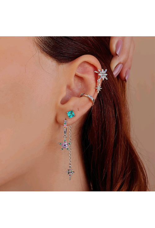 PIERCING FAKE COM ESTRELA CRAVEJADA COLORIDA BM815-R