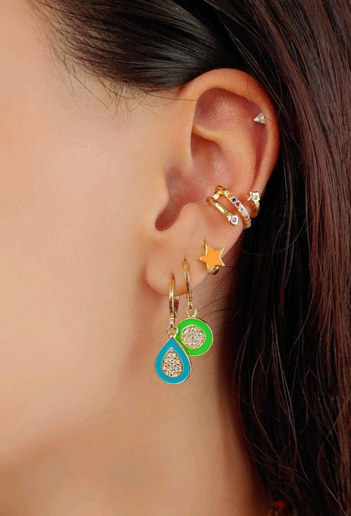 PIERCING FAKE COM ESTRELA E ZIRCÔNIAS COLORIDAS BM1028-O