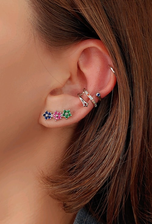 PIERCING FAKE COM ESTRELA E ZIRCÔNIAS COLORIDAS BM1028-R