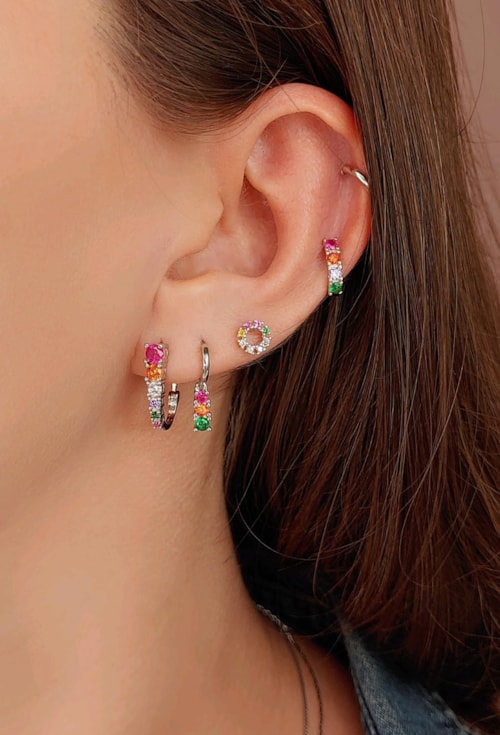 PIERCING FAKE COM PEDRAS COLORIDAS BM1069-R