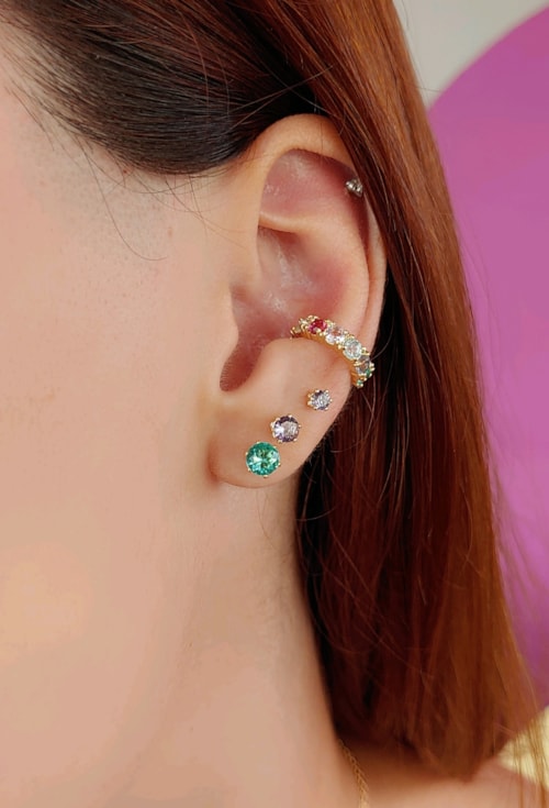 PIERCING FAKE COM PEDRAS RAINBOW BM1207-O