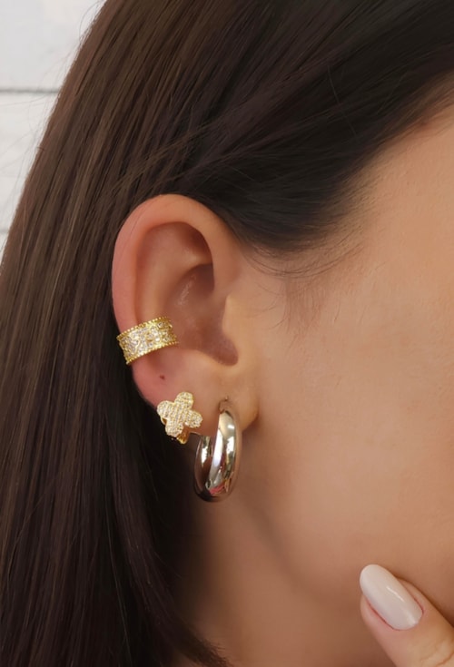 PIERCING FAKE COM TREVO CRAVEJADO BM1821-O PIERCING FAKE COM TREVO CRAVEJADO BM1821-O