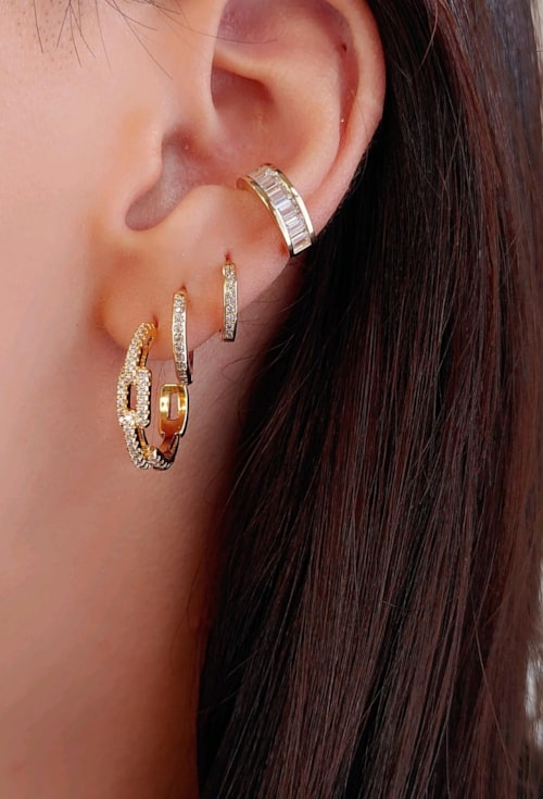 PIERCING FAKE COM ZIRCÔNIAS BAGUETE BM1057-O