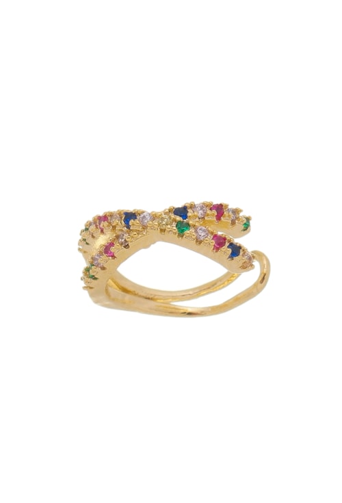 PIERCING FAKE CRUZADO COLORS NO OURO BM747-O