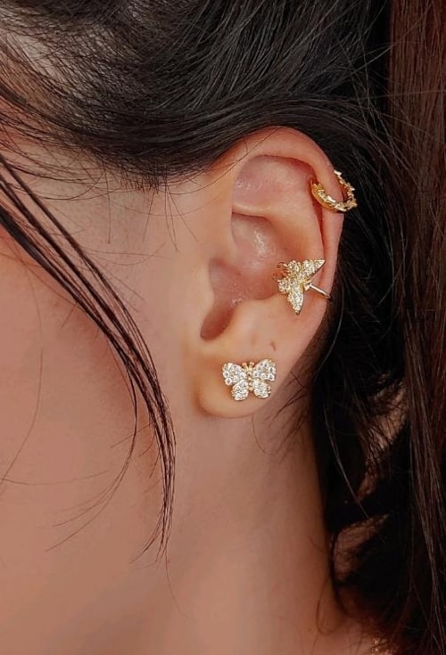 PIERCING FAKE DE BORBOLETA CRAVEJADO BM1175-O