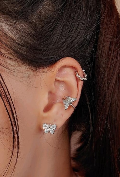 PIERCING FAKE DE BORBOLETA CRAVEJADO BM1175-R