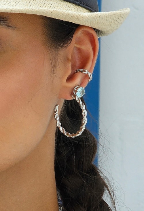 PIERCING FAKE DE ELOS COM ZIRCÔNIA CRISTAL NO RÓDIO BM686-R