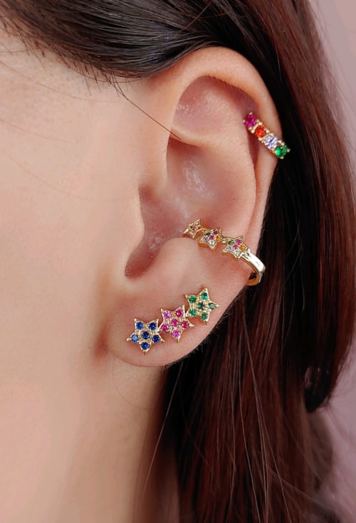 PIERCING FAKE DE ESTRELA CRAVEJADA COLORIDO BM1067-O PIERCING FAKE DE ESTRELA CRAVEJADA COLORIDO BM1067-O