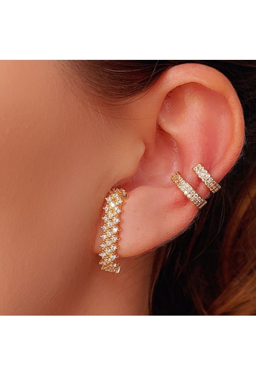 PIERCING FAKE DE PRESSÃO DUPLO CRAVEJADO  BM219-O