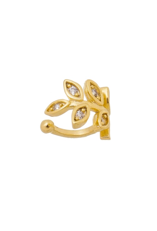 PIERCING FAKE FOLHAS COM ZIRCÔNIAS NO OURO BM981-O