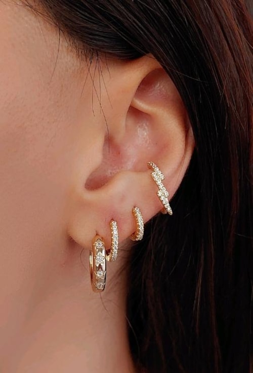 PIERCING FAKE RAIO CRAVEJADO CRISTAL NO OURO BM1271-O